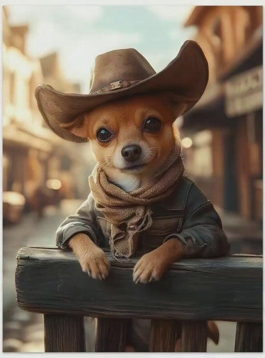 Cowboy-Hund im Wilden Westen – Wanddeko -